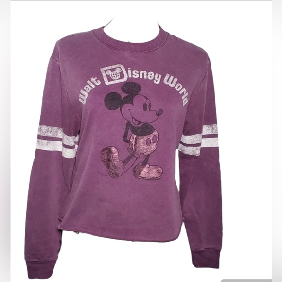 Walt Disney World Mickey Mouse Lightweight Crew Neck Football Jersey Purple M - Picture 1 of 16